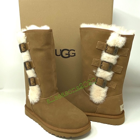 UGG Klea Che Women’s Boot Tan Suede Fur - Picture 3 of 11